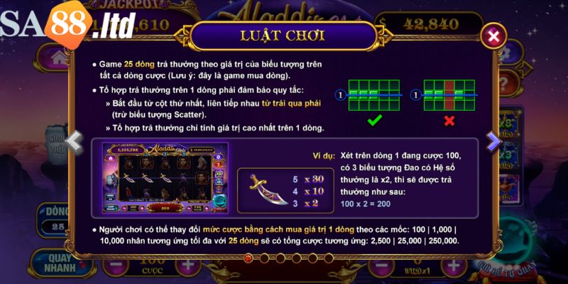 Luật chơi cách chơi game Aladdin Slots trực tuyến là gì? 