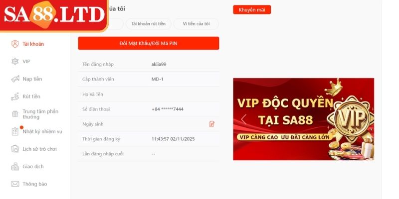 Đăng ký SA88 thuận lợi với các điều khoản
