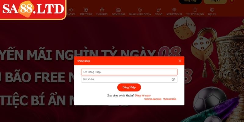 Giải quyết hiệu quả khi đăng nhập SA88