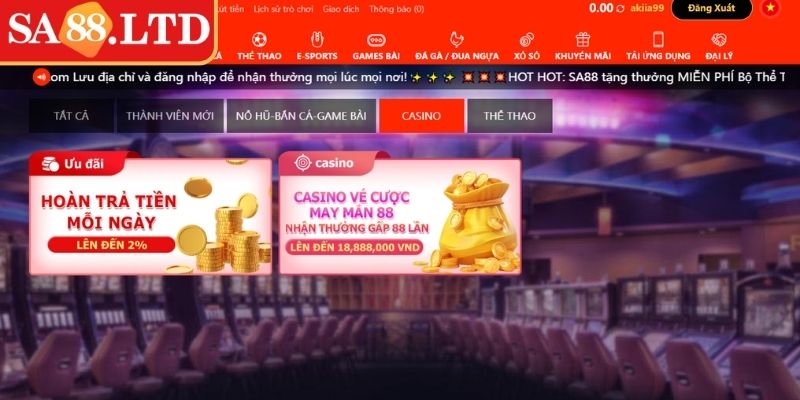 Khuyến mãi SA88 hoàn trả cược thua