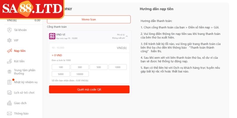 Nạp Tiền SA88 - Hướng Dẫn Toàn Diện Từ A Đến Z Cho Newbie 3 Thông tin nạp tiền SA88 không chính xác